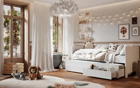 Łóżko podwójne z szufladami CALMO 90x200 białe - PIN_021-061-110