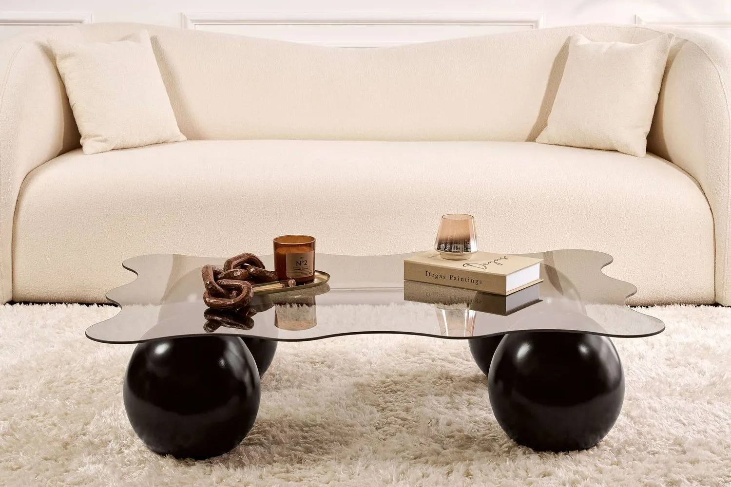 Stolik kawowy NOXA 80x120 cm nogi kuliste czarne blat szary - ASI_857NRD1126