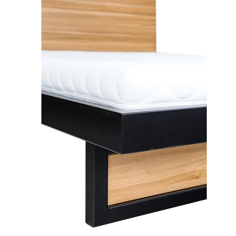 Łóżko metalowo - dębowe LK370 Surowy nielakierowany 180x200 DREWMAX - 40722