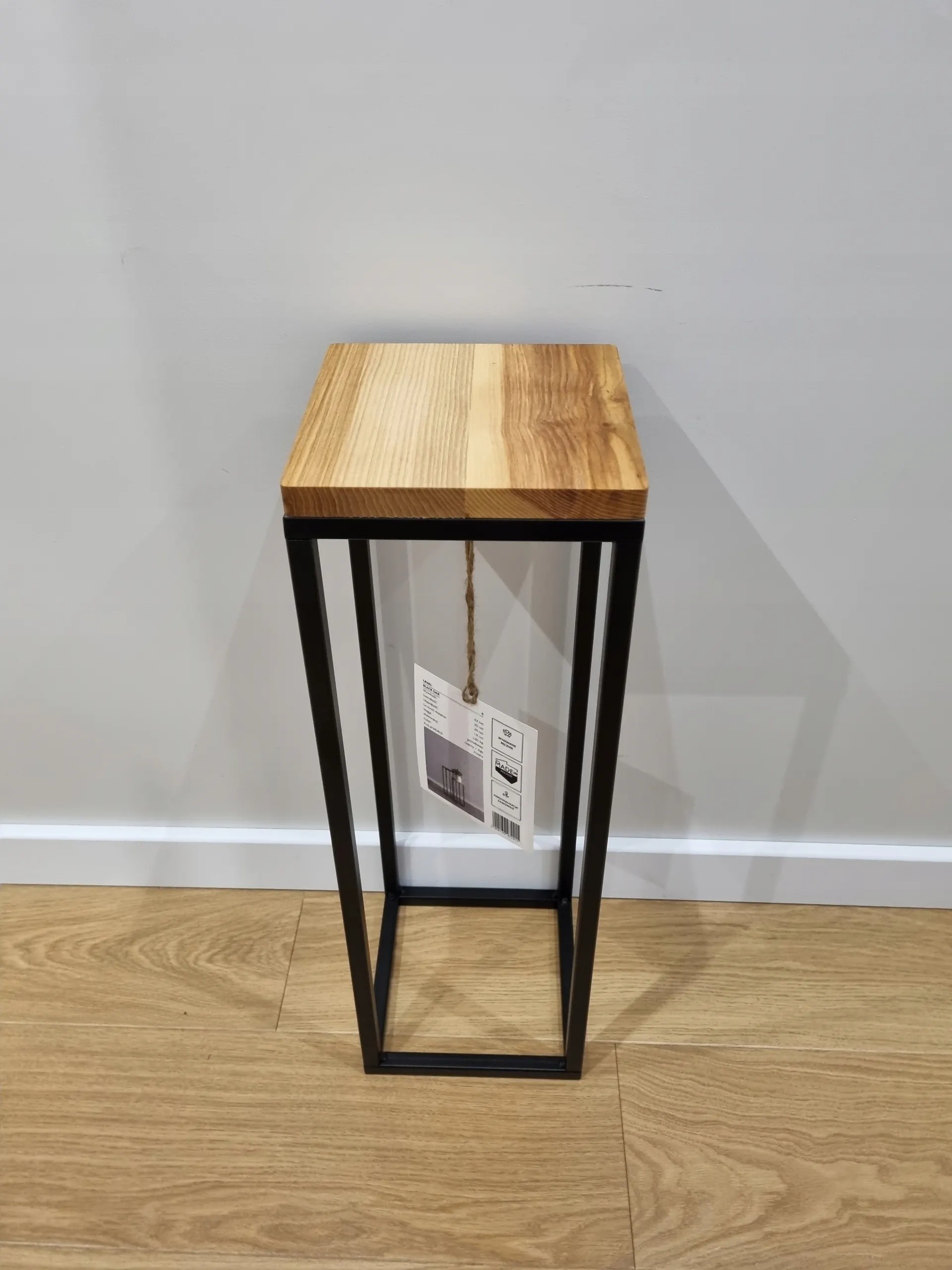 Kwietnik stojący LAVAL S metal drewno czarny naturalny - LD_TZ000043