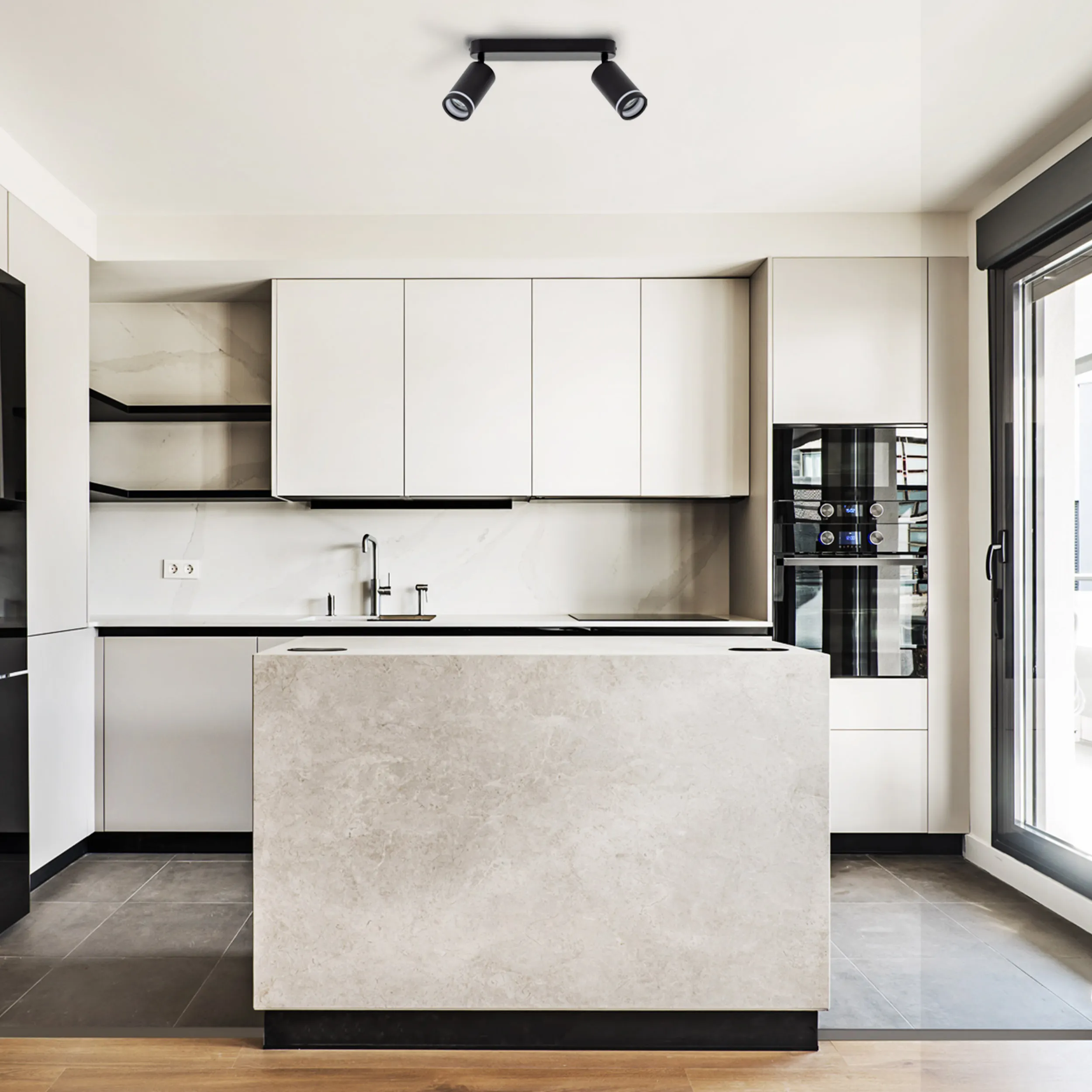 Lampa Sufitowa JET czarna metalowa regulowana ze świecącym pierścieniem 43cm - TK_6912