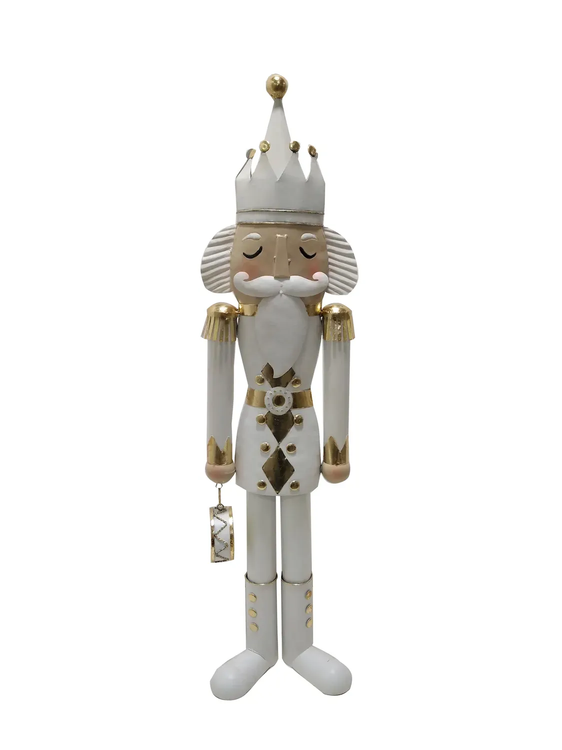 Metalowy DZIADEK DO ORZECHÓW MAXI 1551 biało-złoty