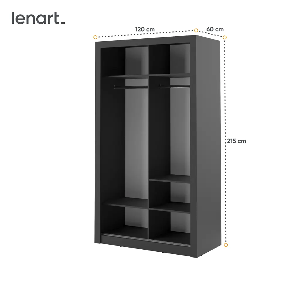 Szafa 2-drzwiowa ARTI AR-06 120cm czarna — zdjęcie 7