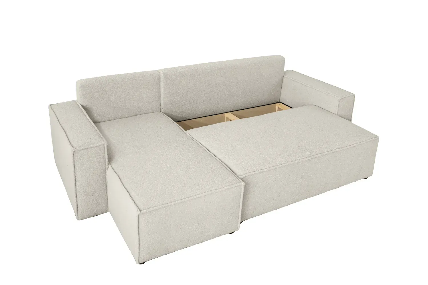 Narożnik uniwersalny KARL L 244cm rozkładany boucle tkanina Quelle 02 ecru - NAROZNIK_KARL_QUELLE02