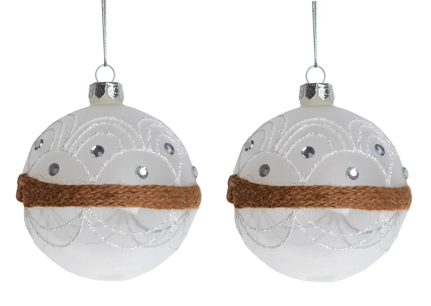 Komplet 2 bombek ze sznurkiem 1796 biały Komplet 2 bombek ze sznurkiem 1796 biały