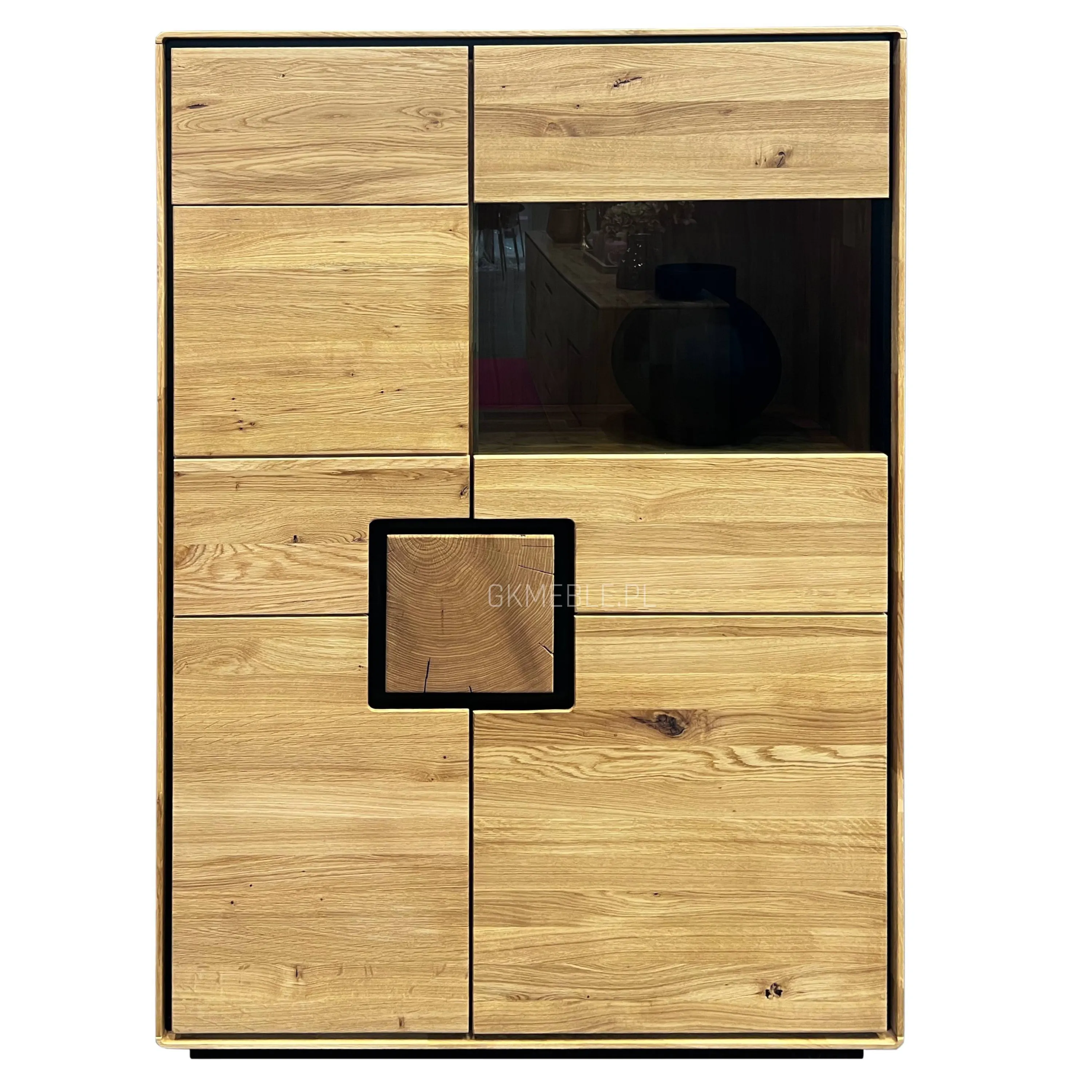 Kredens dębowy z przeszkleniem MELLOW 2-drzwiowy 100x151 prawy