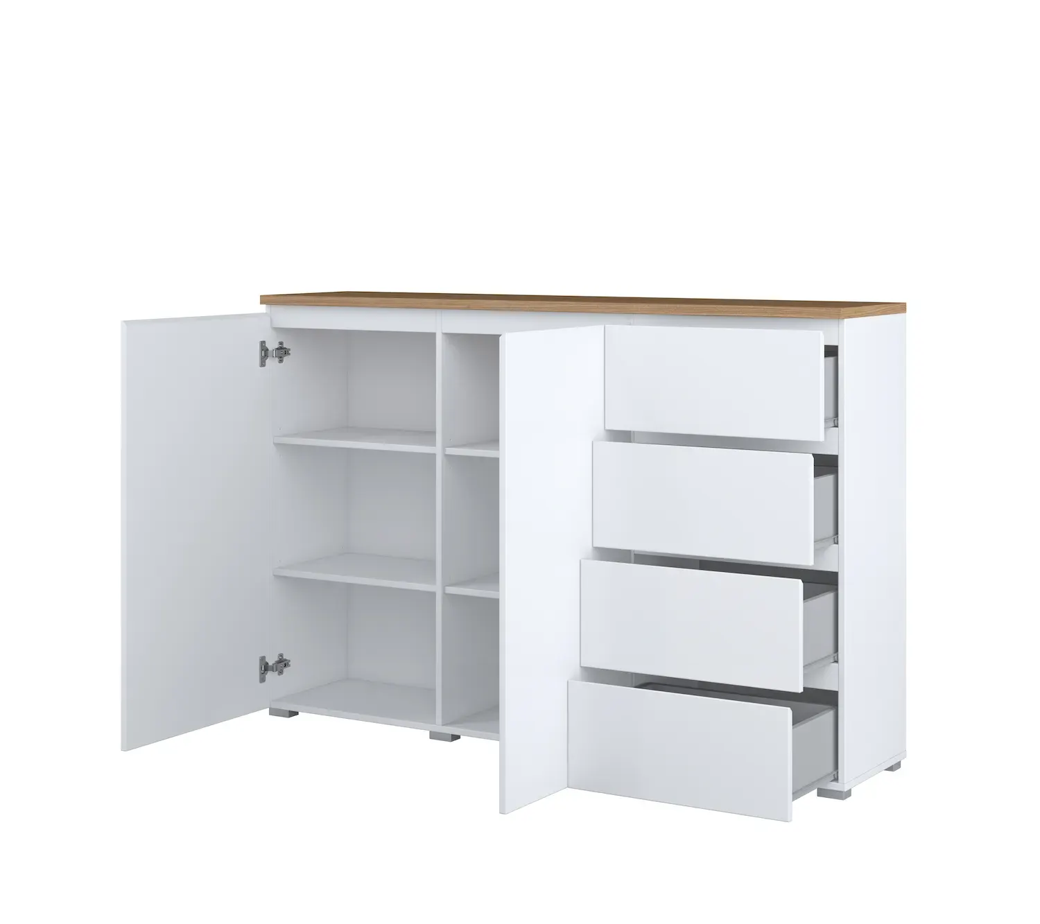 Komoda 2-drzwiowa z 4 szufladami MODO 150cm biały dąb mauvella - 247VOJ45
