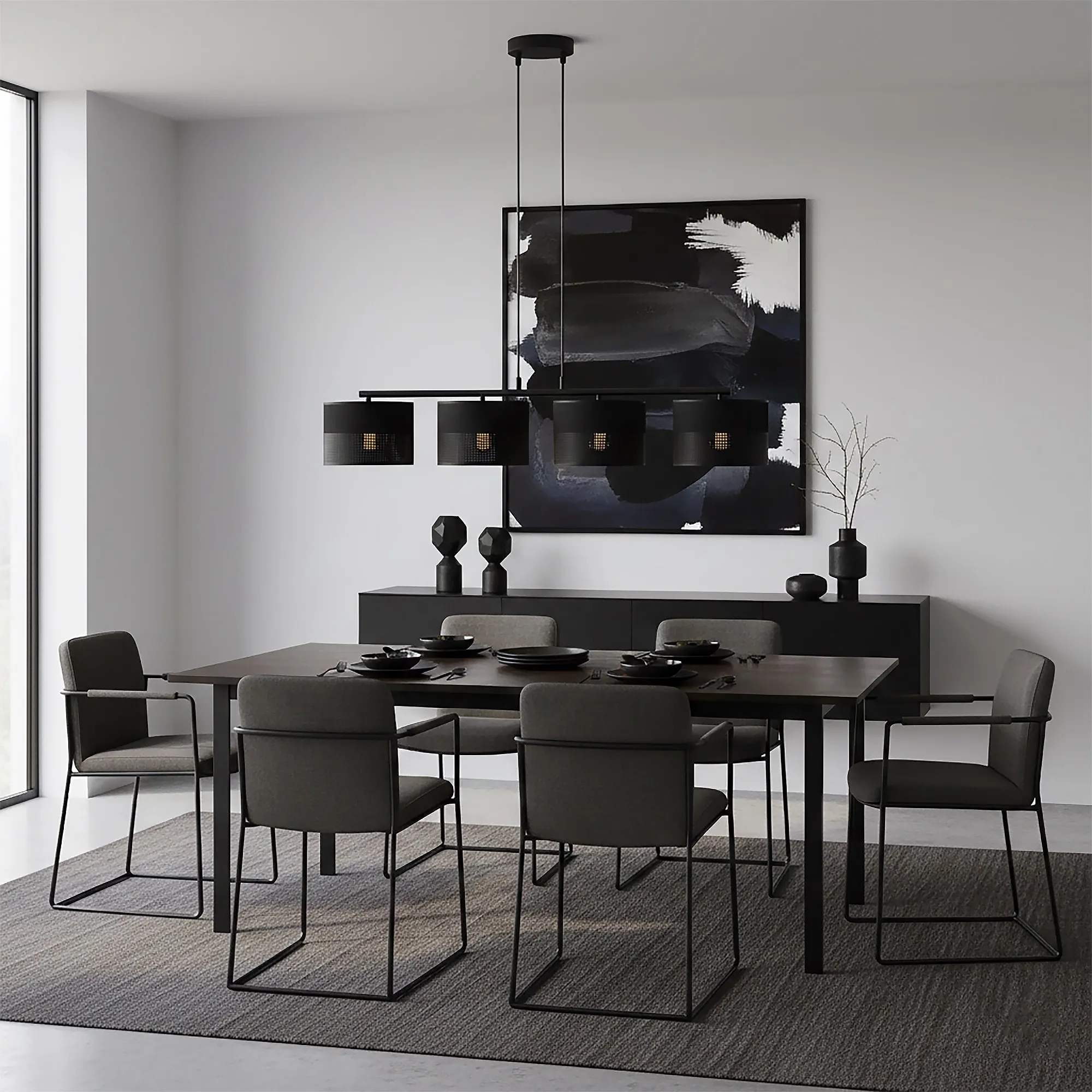 Lampa wisząca KARBON 4 BLACK z abażurami czarna - 1651/4