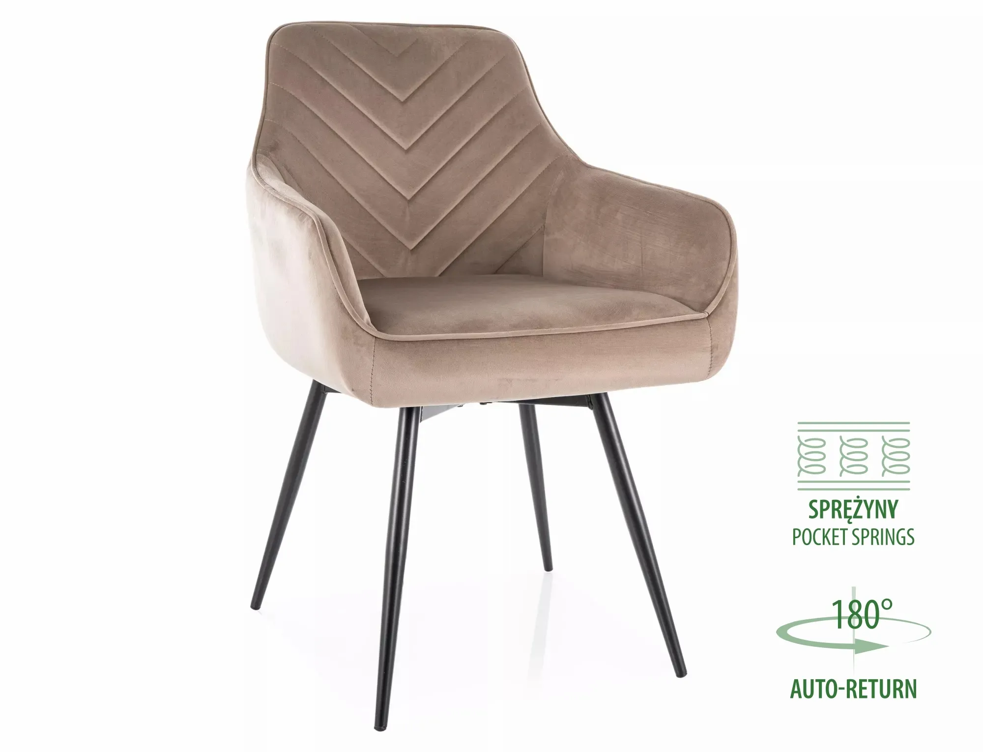 Krzesło tapicerowane SERVIO VELVET Bluvel 40 ciemny beż czarne nogi