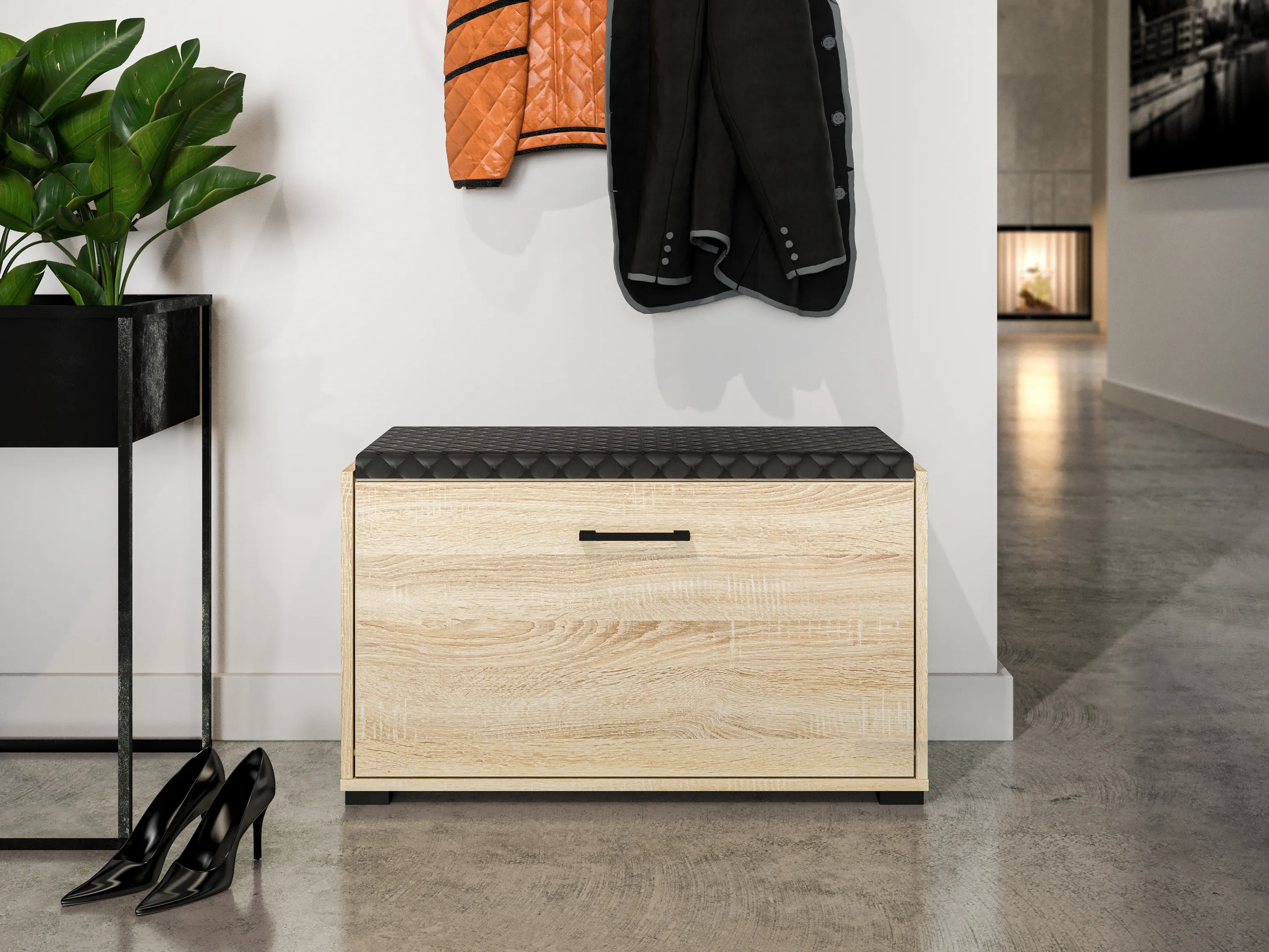 Szafka na buty z siedziskiem Caro 04 Sonoma jasna 48x80x34