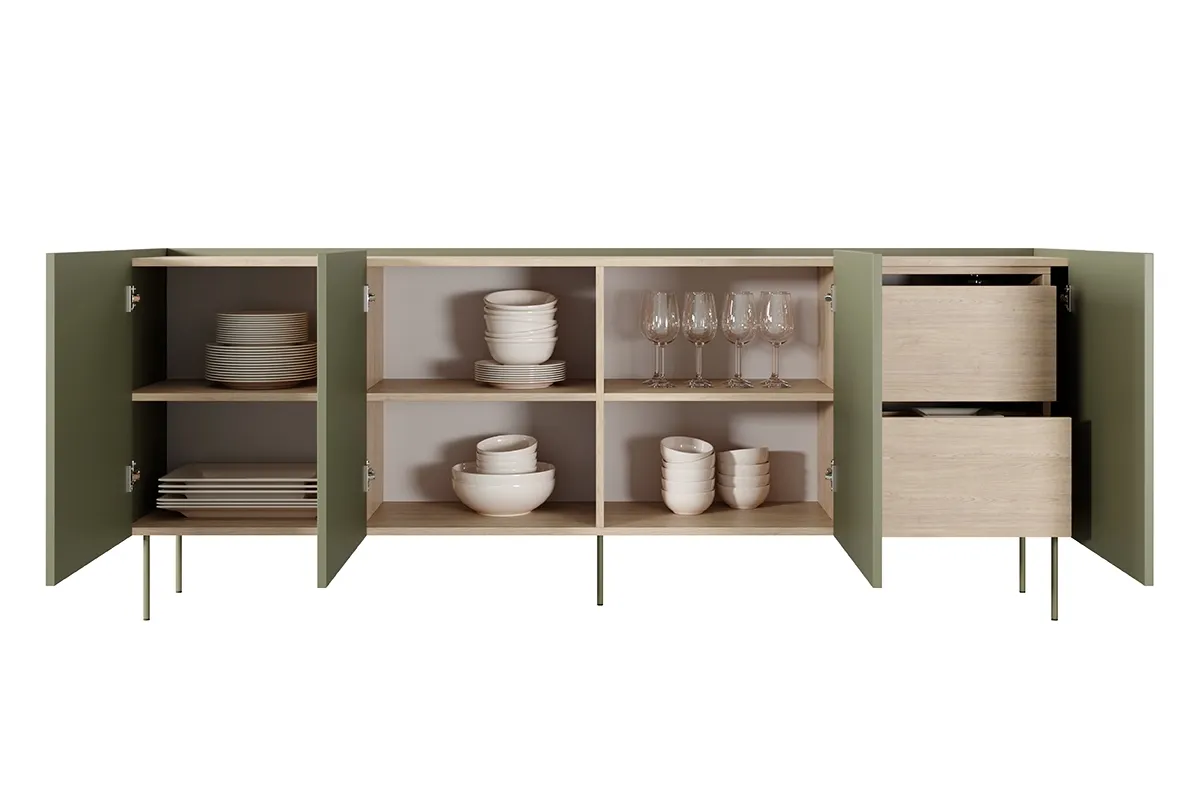 Komoda DESIN 220 z 2 szufladami - oliwka - dąb nagano - B_148999