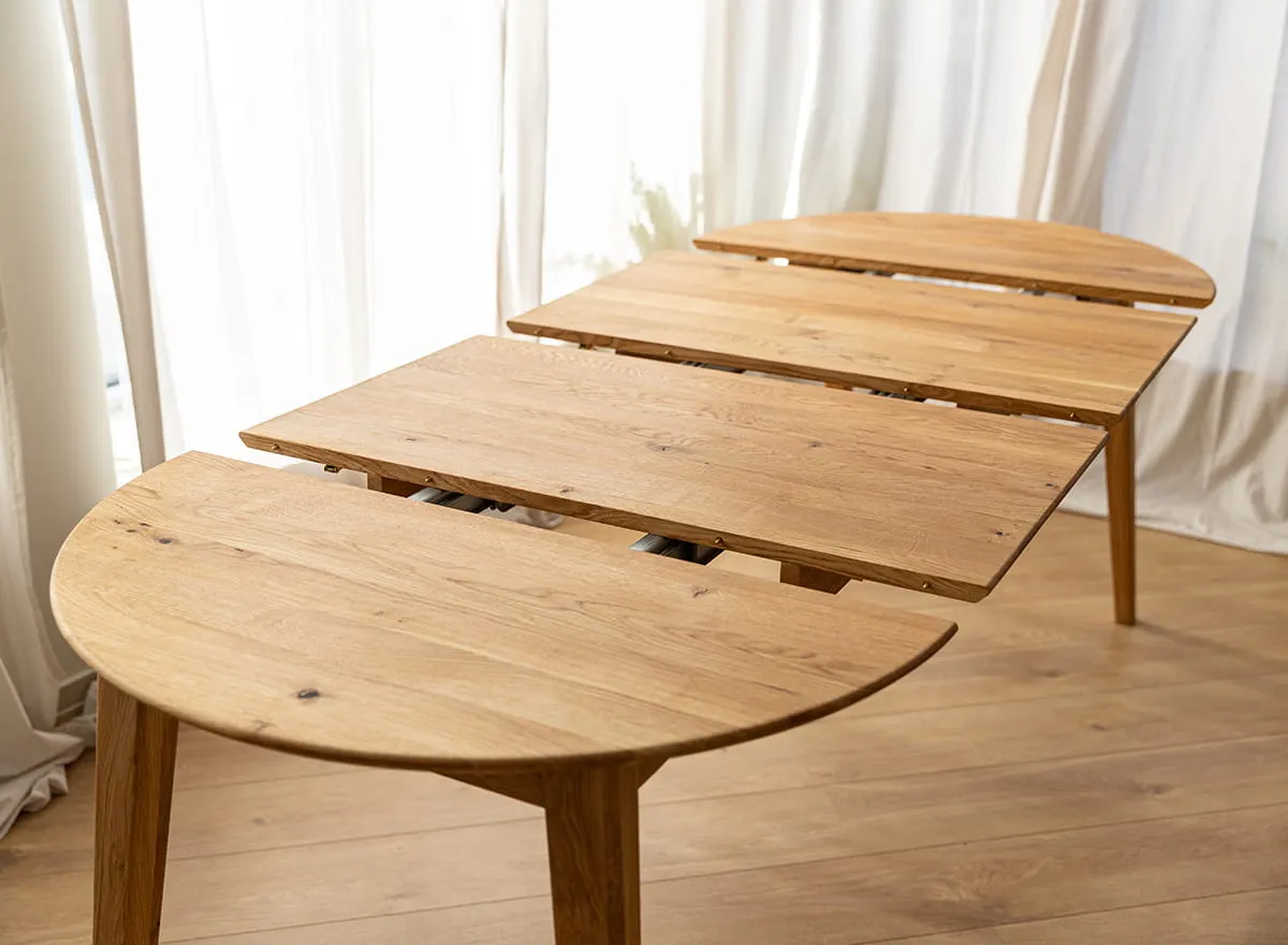 Stół dębowy okrągły ORBETELLO rozkładany 90x90(140-190) - dąb olejowany - KULSR90_2X50