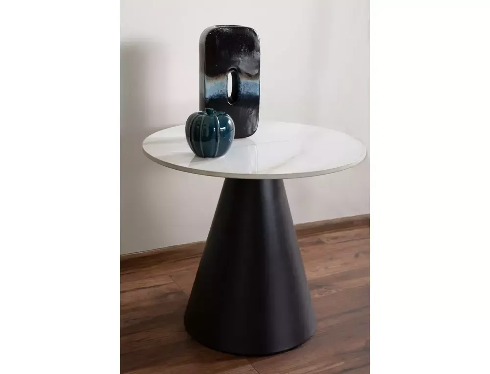 Stolik kawowy loft HILL BIAŁY/CZARNY FI50 Okrągły - HILLBCFI50