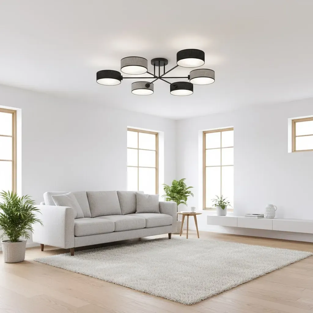 Lampa sufitowa plafon MAGA 6 MIX2 abażur czarno-szara — zdjęcie 4