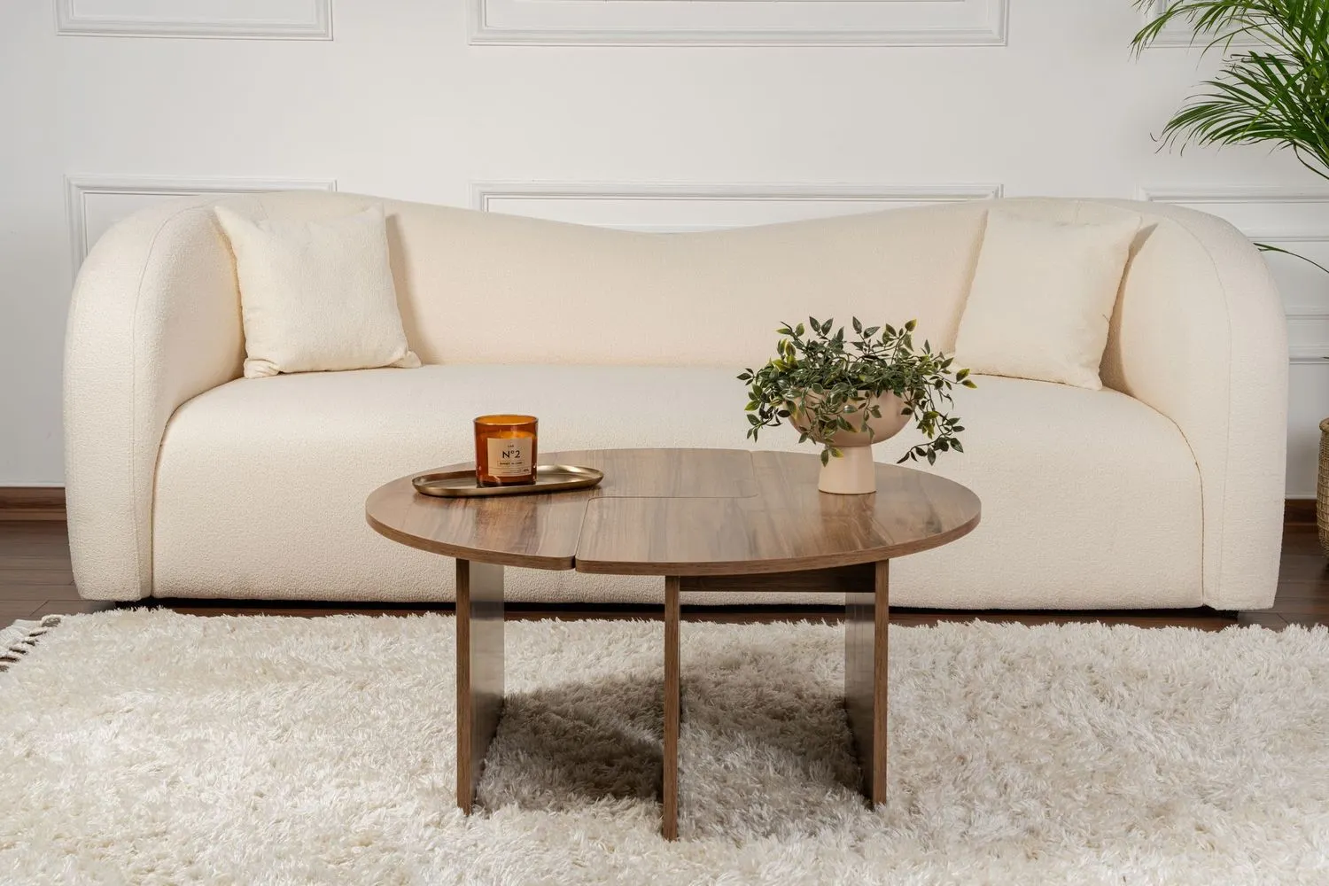 Stolik kawowy drewniany okrągły 2-elementowy MOIRA 90 cm orzech - ASI_241NRD1329