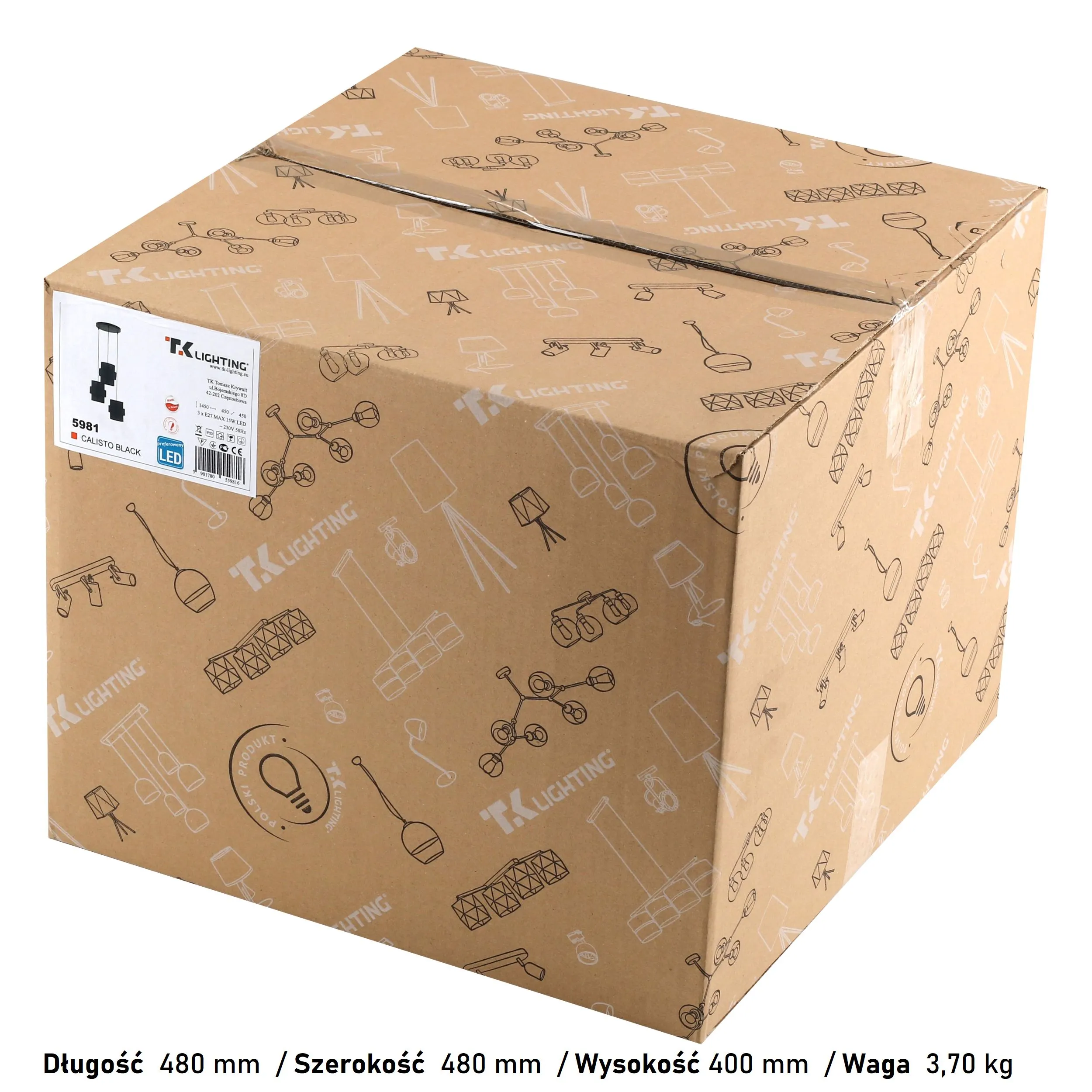 Lampa wisząca CALISTO czarna z dodatkowymi podwieszeniami 150cm - TK_5976