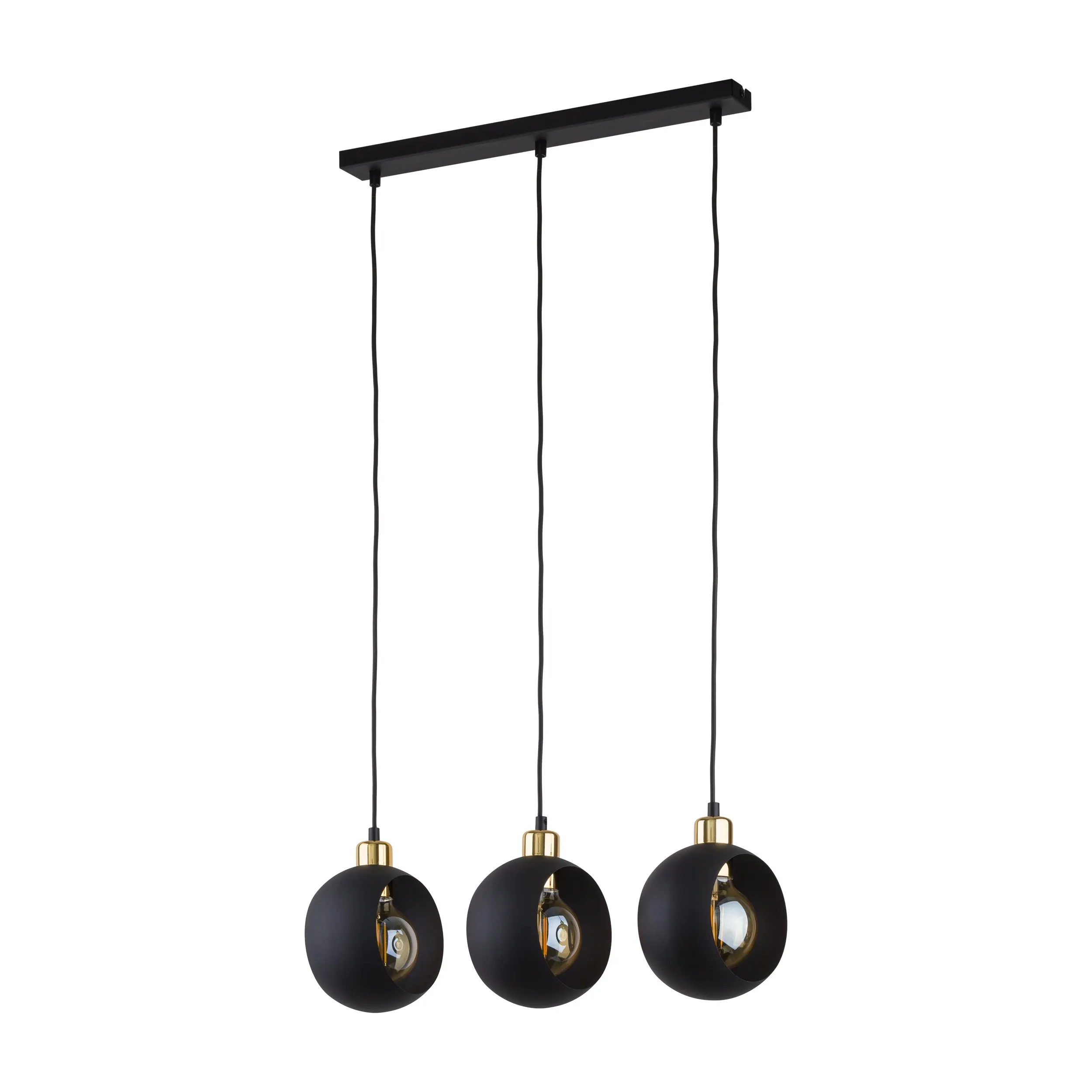 Lampa wisząca CYKLOP czarna ze złotymi elementami na metalowej listwie 127x61x17cm - TK_2753