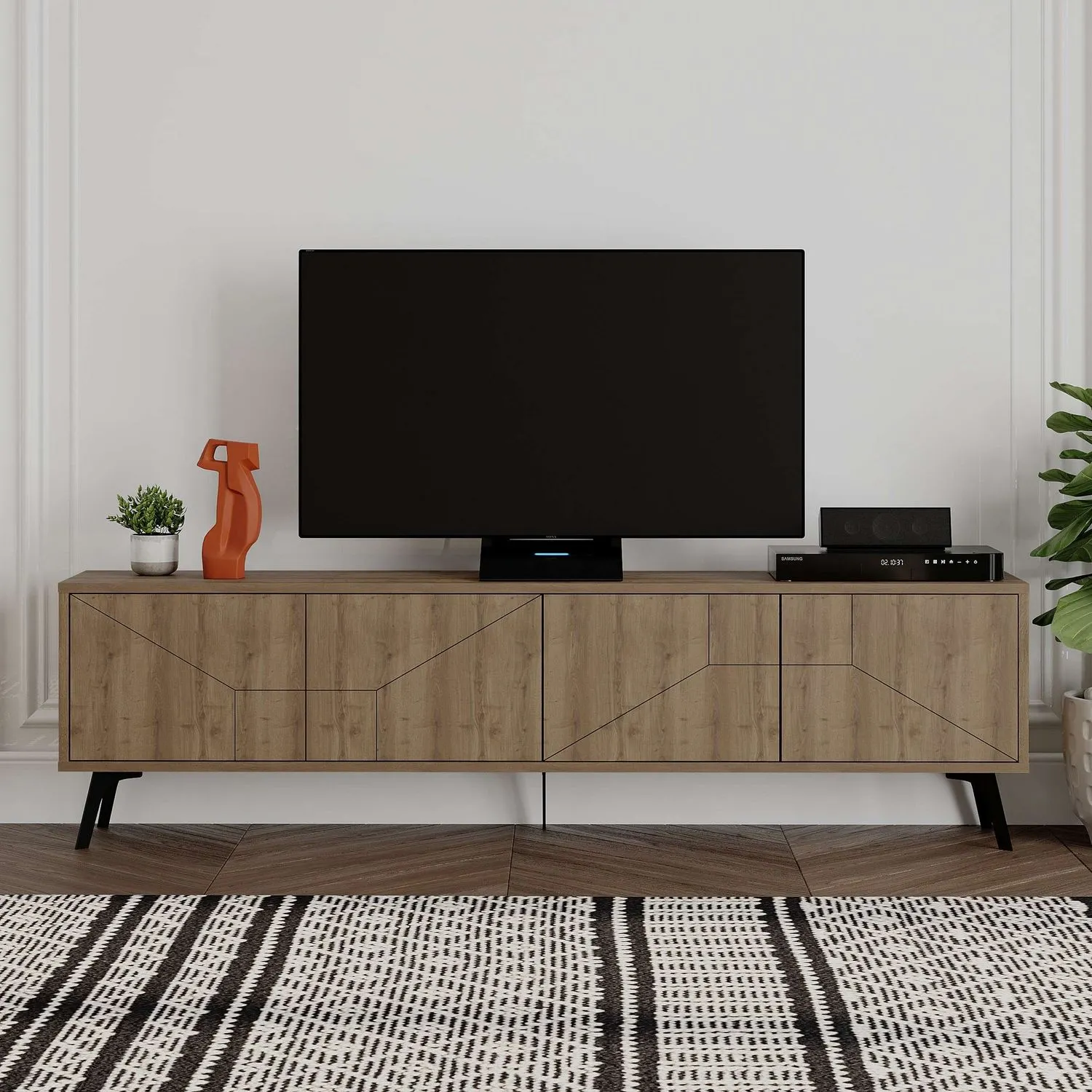 Szafka RTV 4-drzwiowa DUNE 180 cm efekt drewna