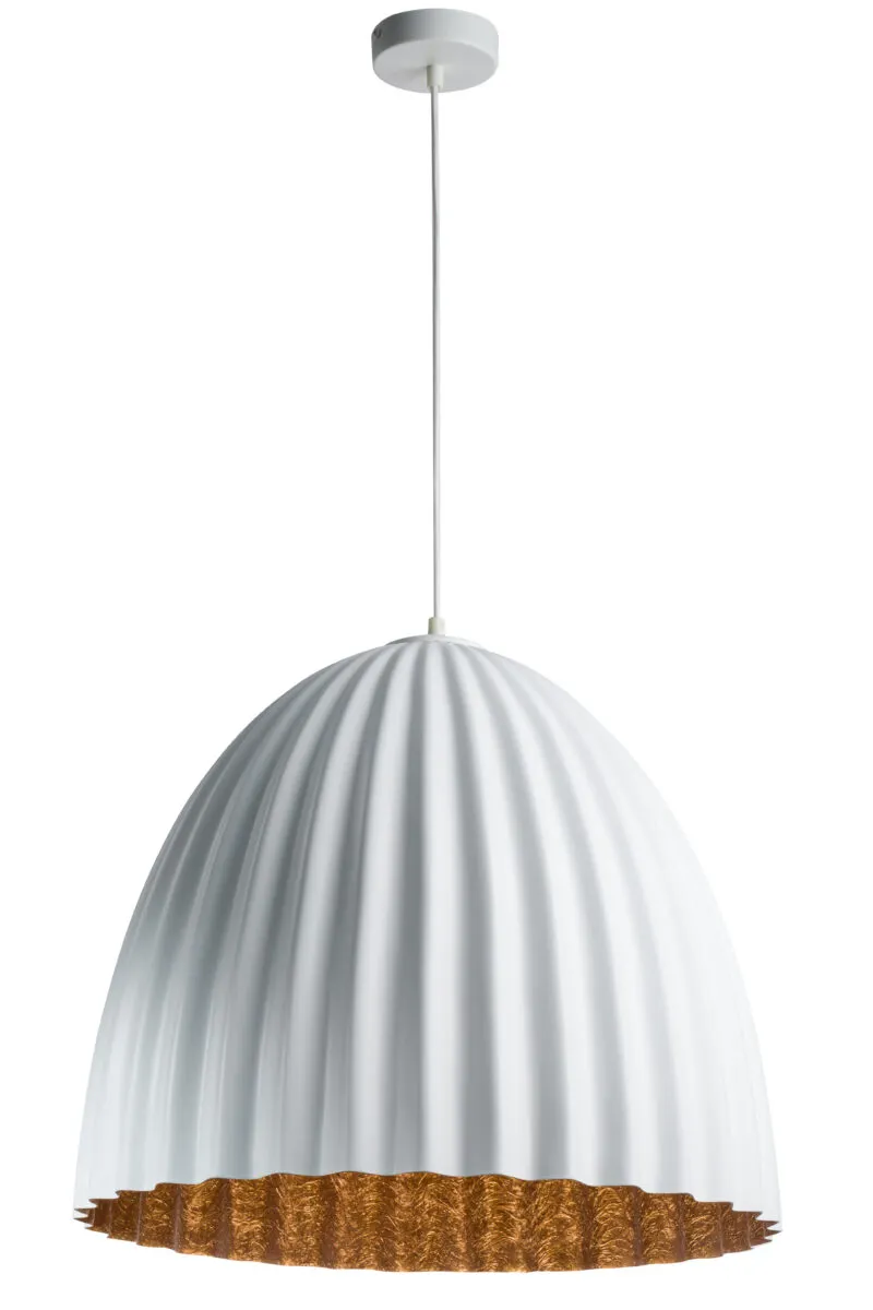 Lampa wisząca TELMA 70 biało-miedziana ryflowana