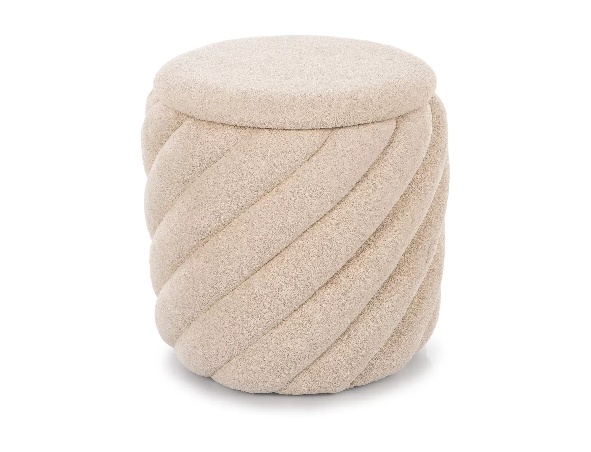Puf okrągły ze schowkiem PELARO 42 cm beżowy