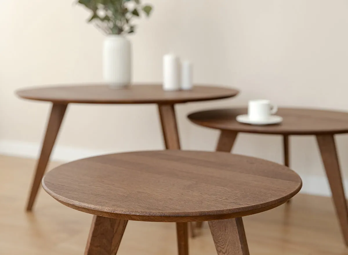 Stolik okrągły dębowy ORBETELLO 50 cm tabacco - 3SORB50T