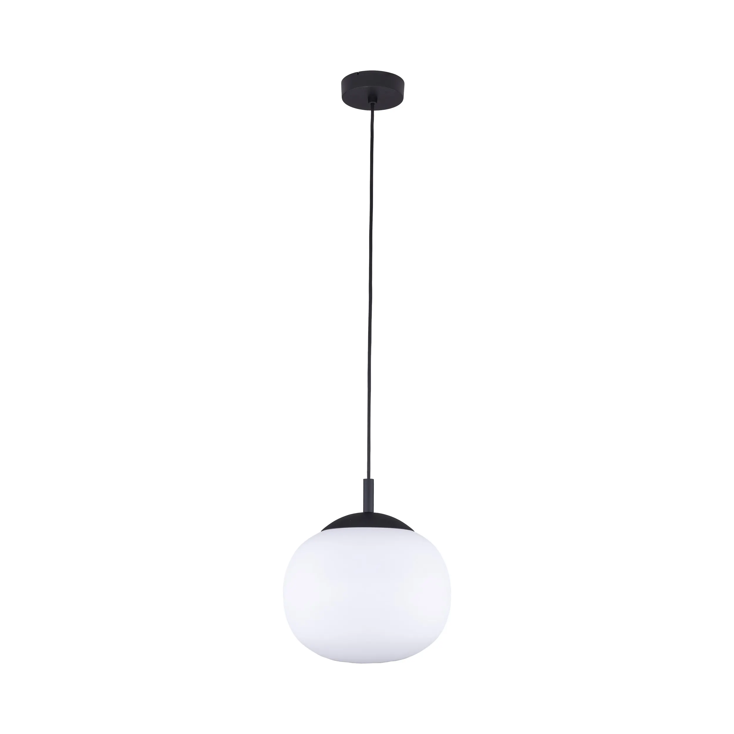 Lampa wisząca VIBE czarna z białym okrągłym szklanym kloszem 165x25cm Lampa wisząca VIBE czarna z białym okrągłym szklanym kloszem 165x25cm