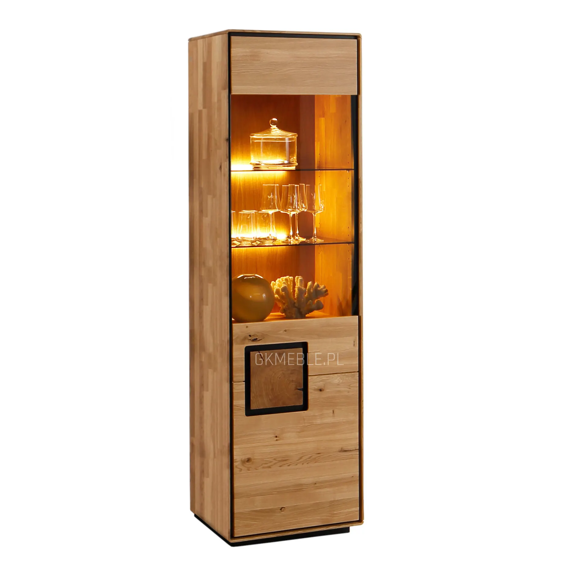 Witryna dębowa szklana MELLOW 1-drzwiowa 60x203 prawa Witryna dębowa szklana MELLOW 1-drzwiowa 60x203 prawa