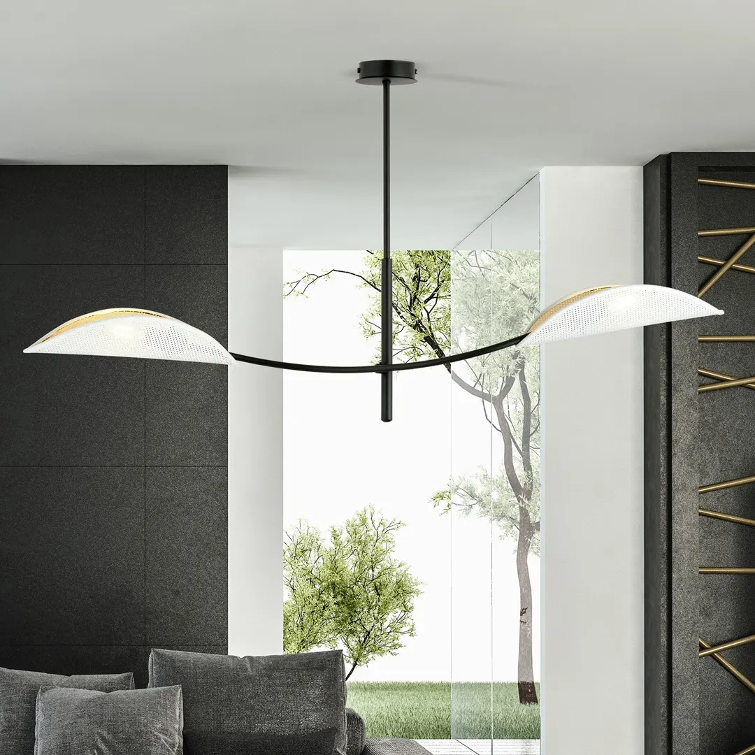 Lampa wisząca LOTUS 2 czarny biały złoty — zdjęcie 4