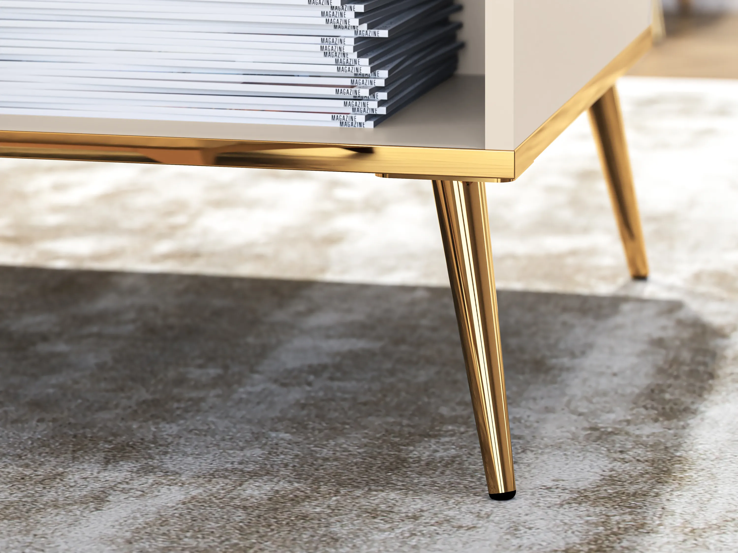 Stolik kawowy z półką SELGIN 07 kaszmirowy, złoty - 1SELG07-001