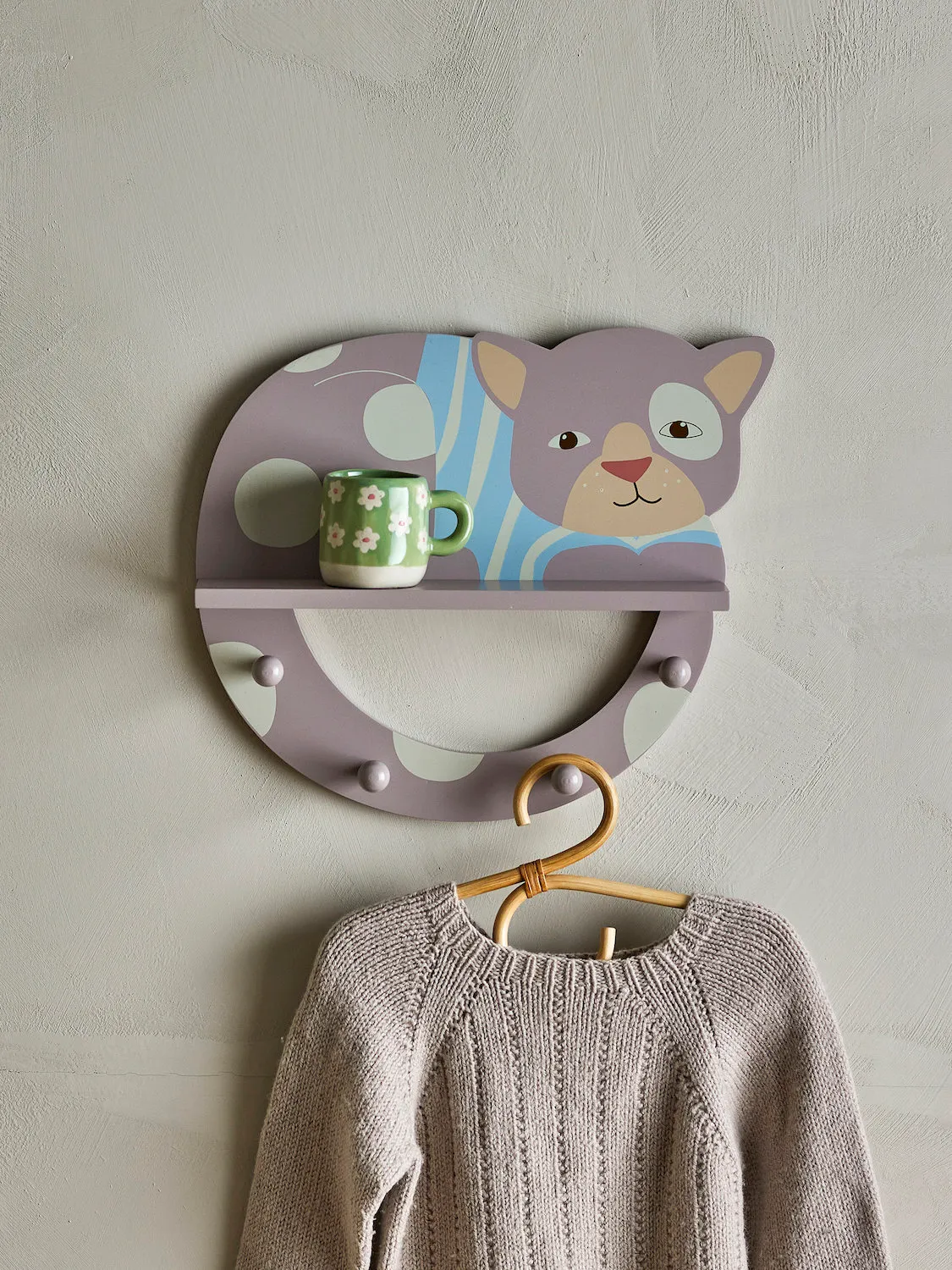 kids, coatrack, hanger, shelf, cat design