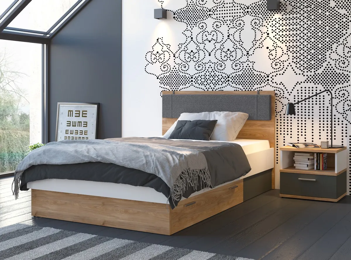 TWENTY TWEZ02 ŁÓŻKO 90 1S DĄB HONEY CASTELLO/BIAŁA ALPEJSKA/GRAFIT SZARY Wójcik - 6000000011713