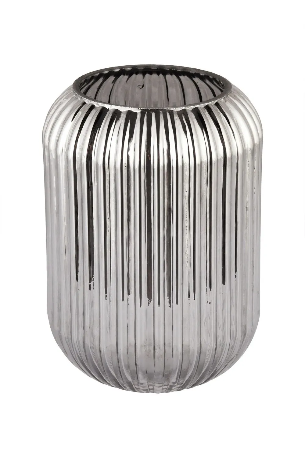 Wazon szklany LINE D20F 10x10x20 cm przydymiony Aluminium, cewka, Spirala