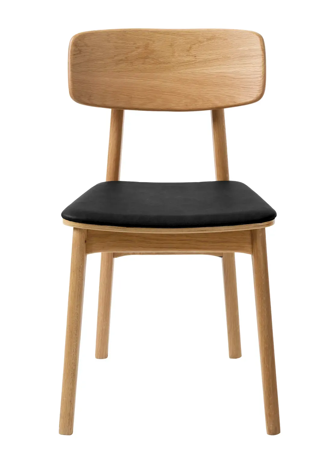 Krzesło drewniane LIVO - naturalny, ekoskóra: czarny - UN_38444201