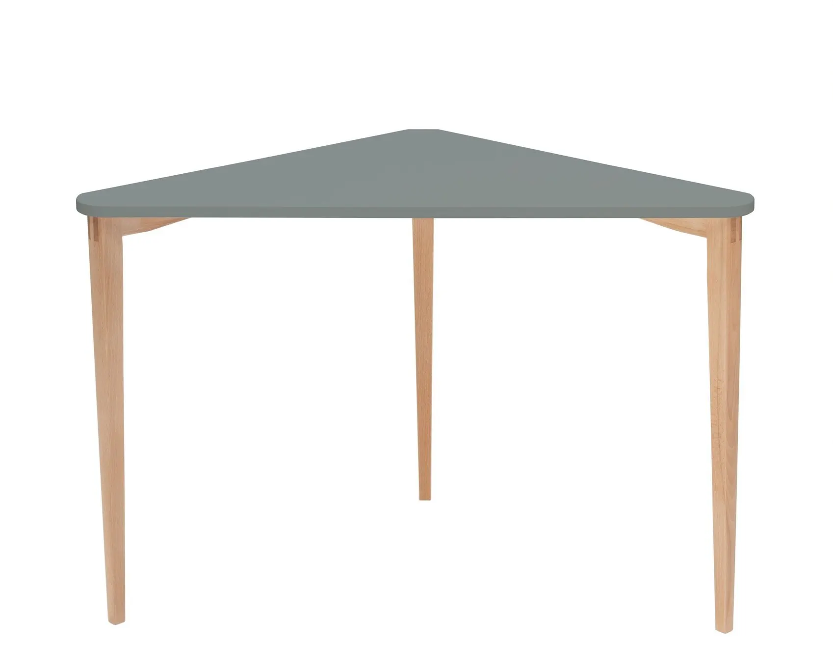 Biurko narożne NAJA 114x85 trójkątne ciemnoszary blat/bukowe nogi