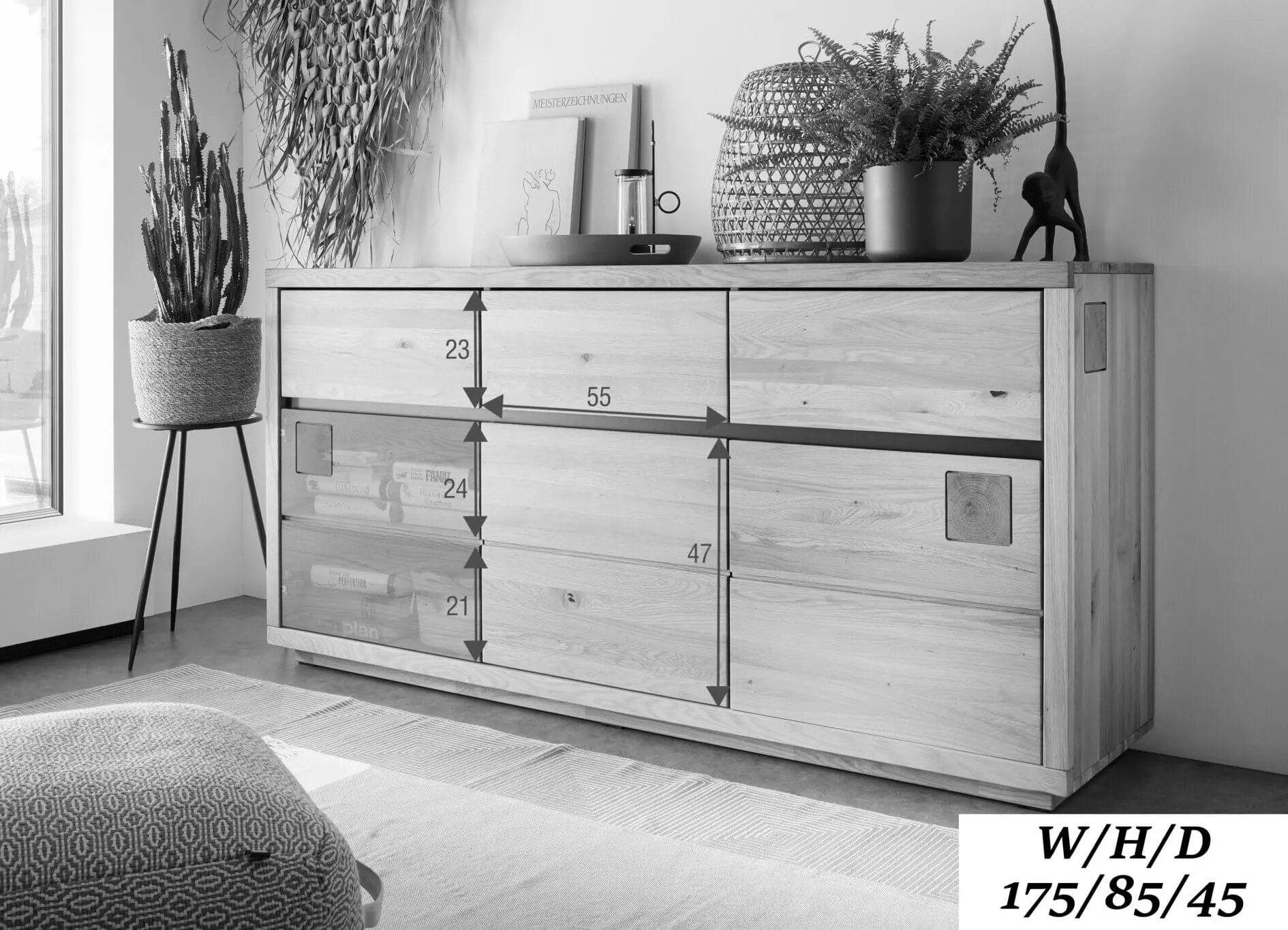 Komoda dębowa HALLOW 175x85 z 3 szufladami i 3 szafkami - GK_1031595801