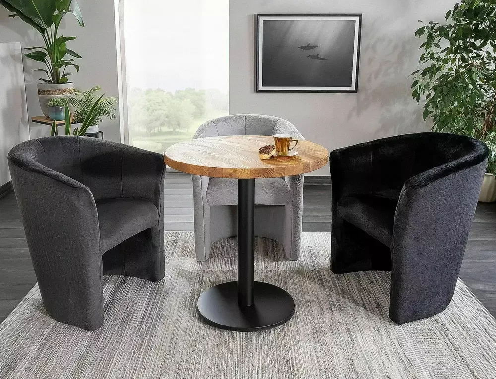 Stół PURO II okrągły lity dąb/czarny 80x80 Signal - PURO2LDCFI80