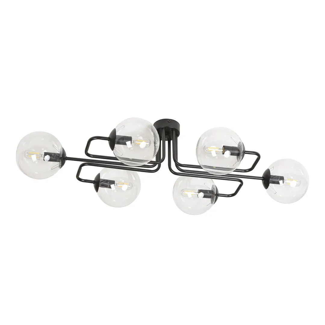 Lampa sufitowa BRENDI 6 czarny transparentny