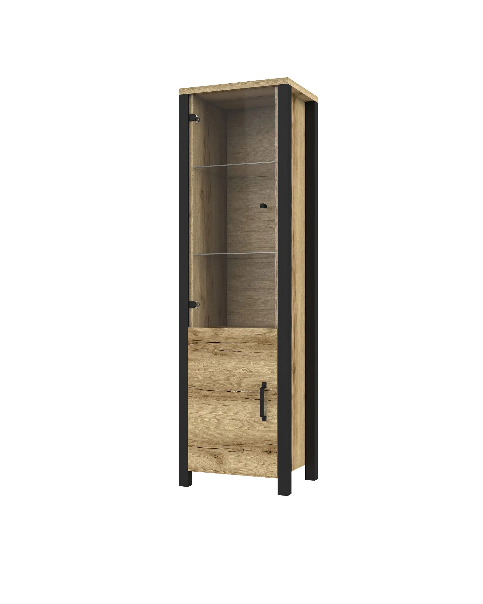 Witryna OLIN 05 2-drzwiowa czarny dąb grand naturalny czarna 191x56x43cm — zdjęcie 2