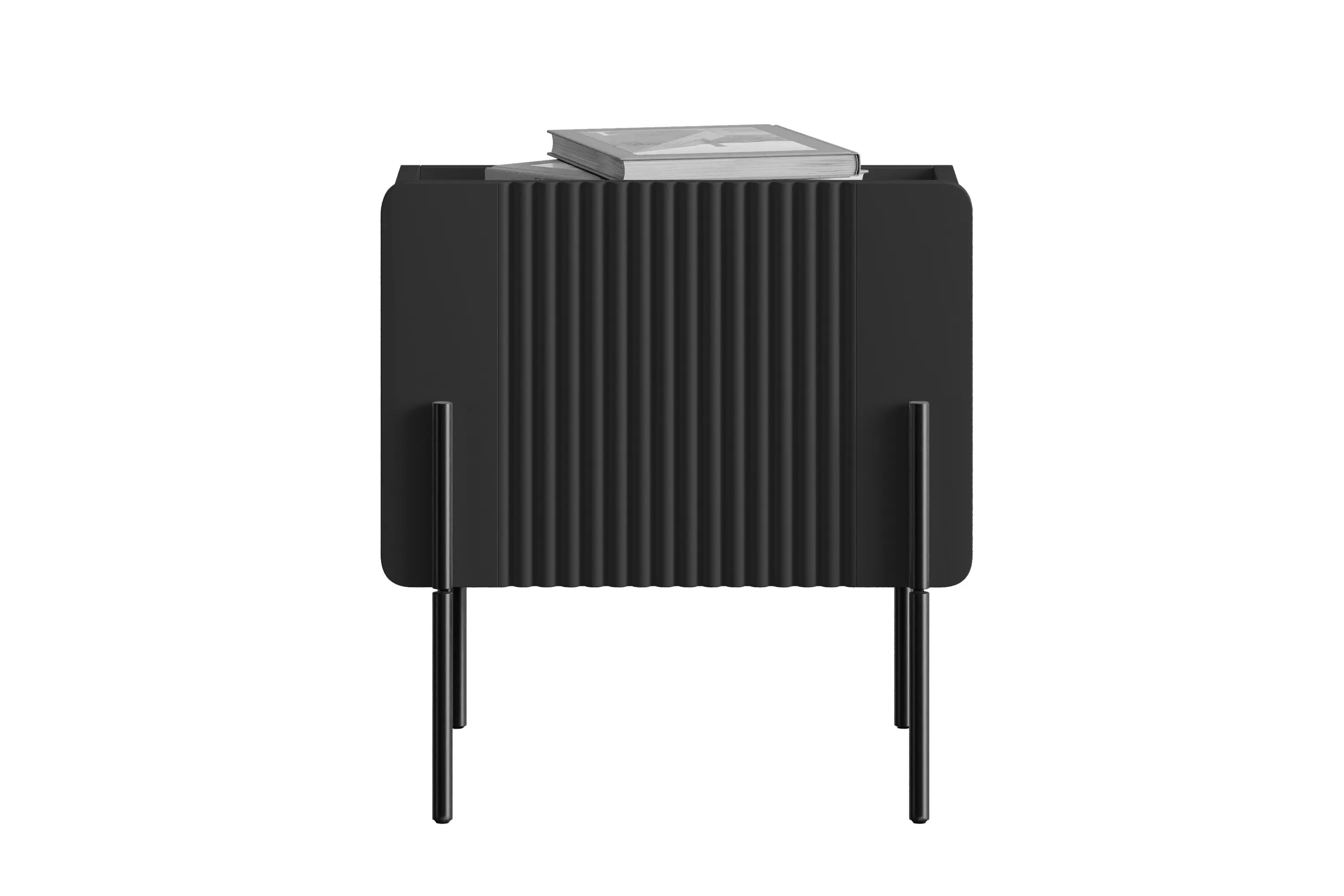 Szafka nocna z 1 szufladą MALMI 45cm - czarna - czarne nogi - B_166952