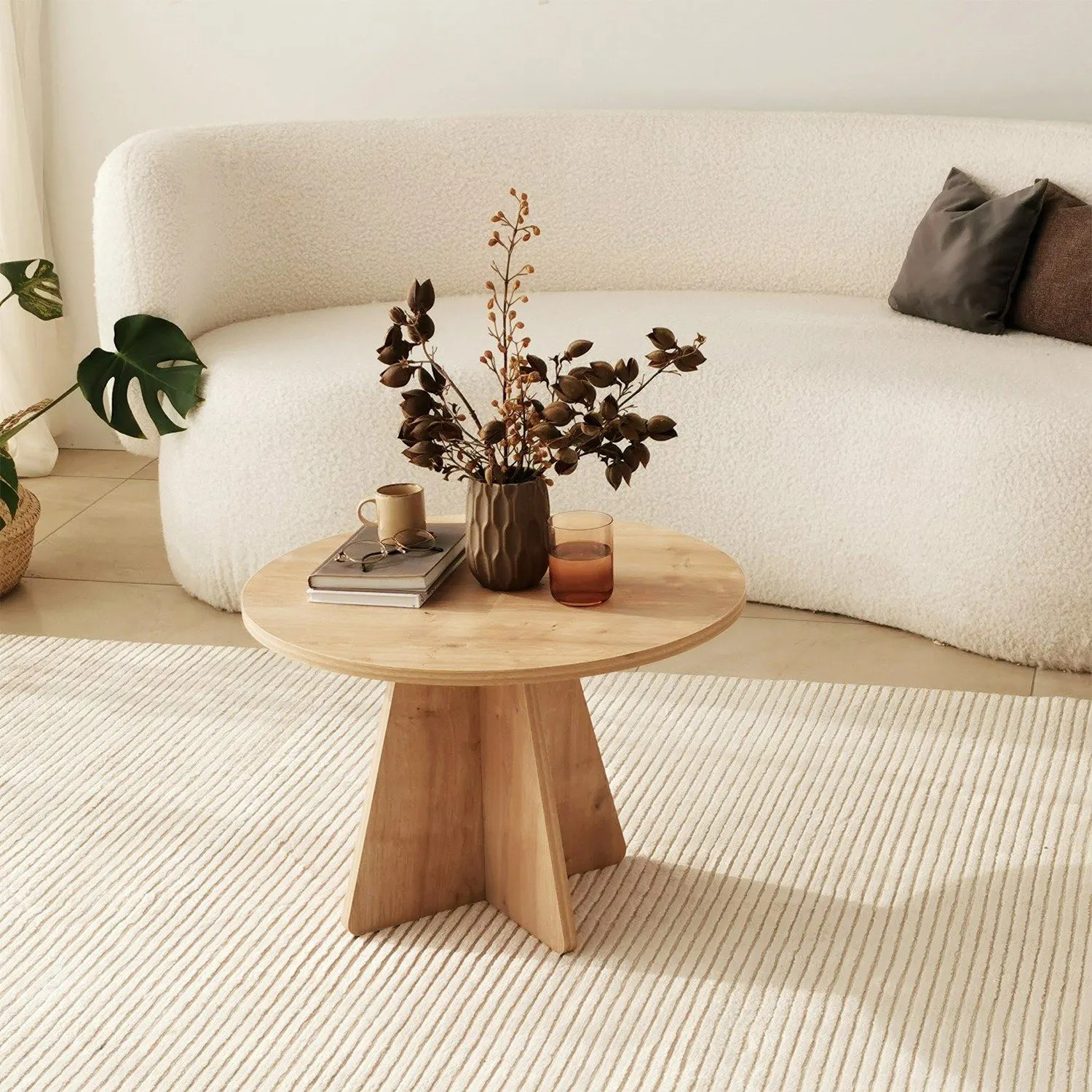 Stolik kawowy okrągły MUSHROOM 60 cm dąb sapphire — zdjęcie 4