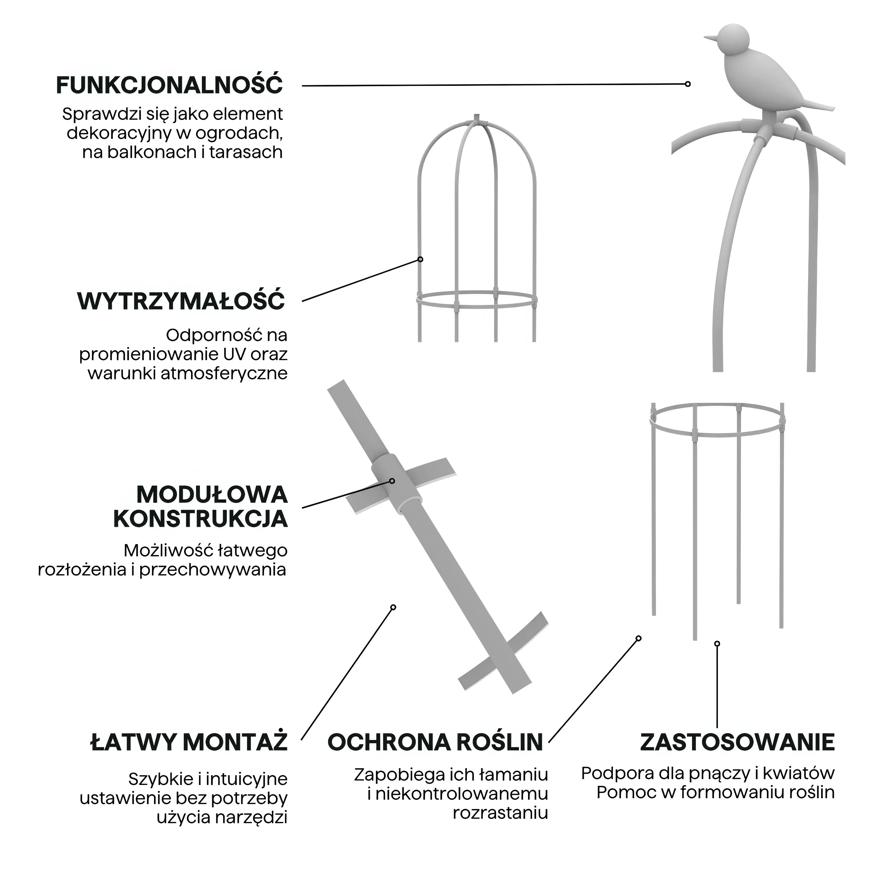 Metalowa pergola na róże CULTIVO 210 cm biała - FG006757
