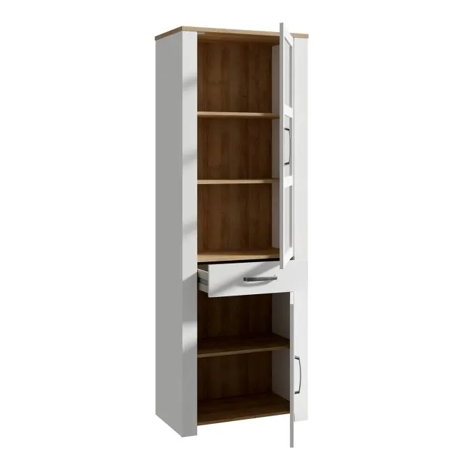 Witryna - kredens 2-drzwiowa z szufladą CHISBURY - dąb riviera, modrzew jasny sibu - BHLV712-M482