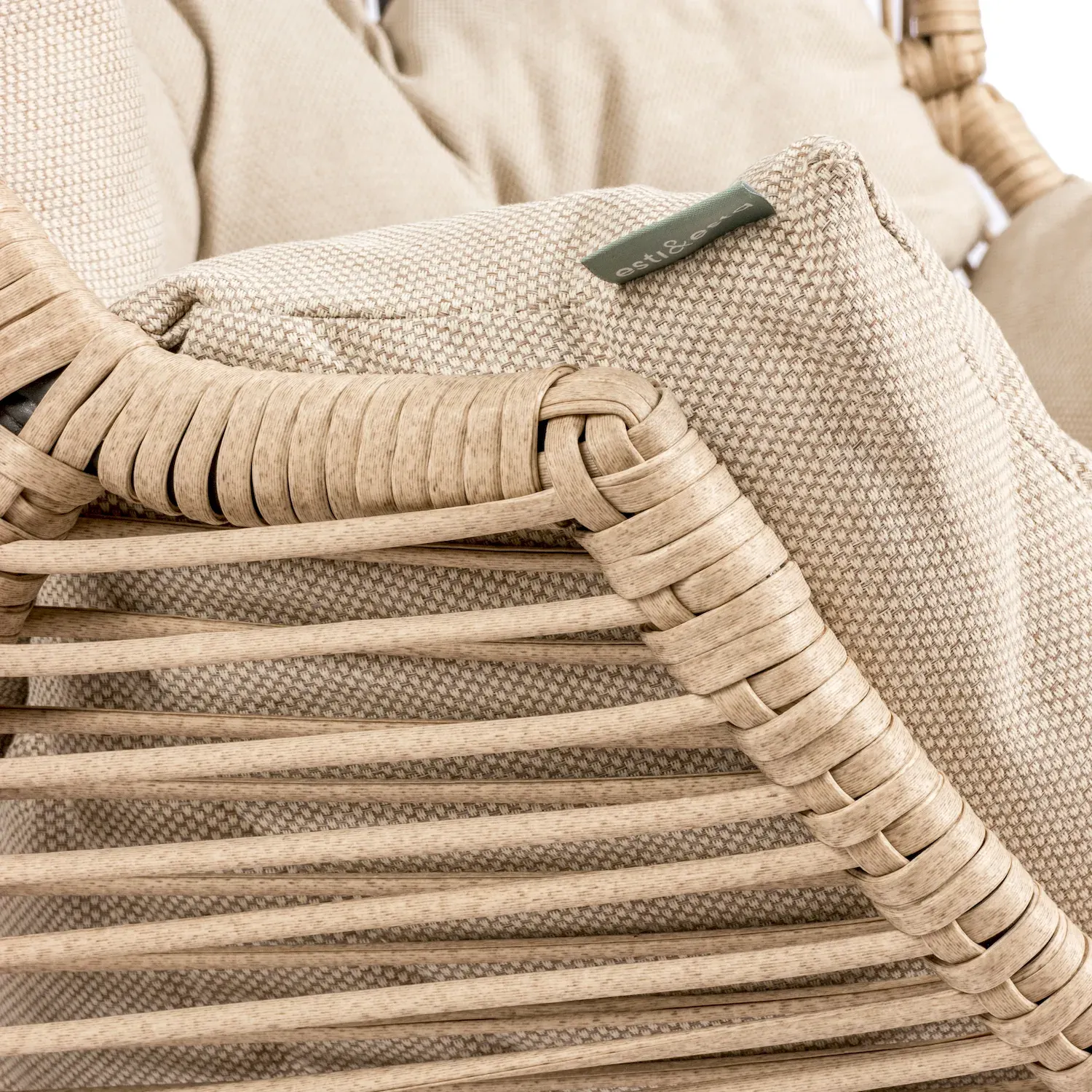 Fotel ogrodowy polirattanowy HOLAND z poduszką beżowy - MI_5905610255503