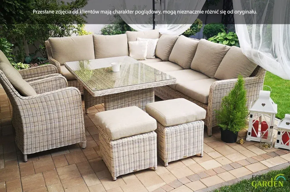 Narożnik ogrodowy modułowy MARYLAND DINING ze stołem technorattan beżowy - FG001679
