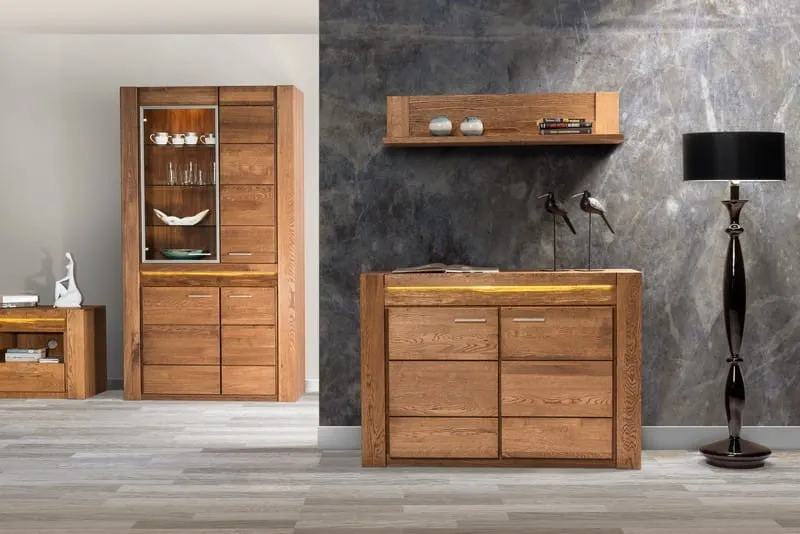 Witryna 4-drzwiowa VELVET 12 drewniana dąb rustical 200x110x42cm - TH-100-0625