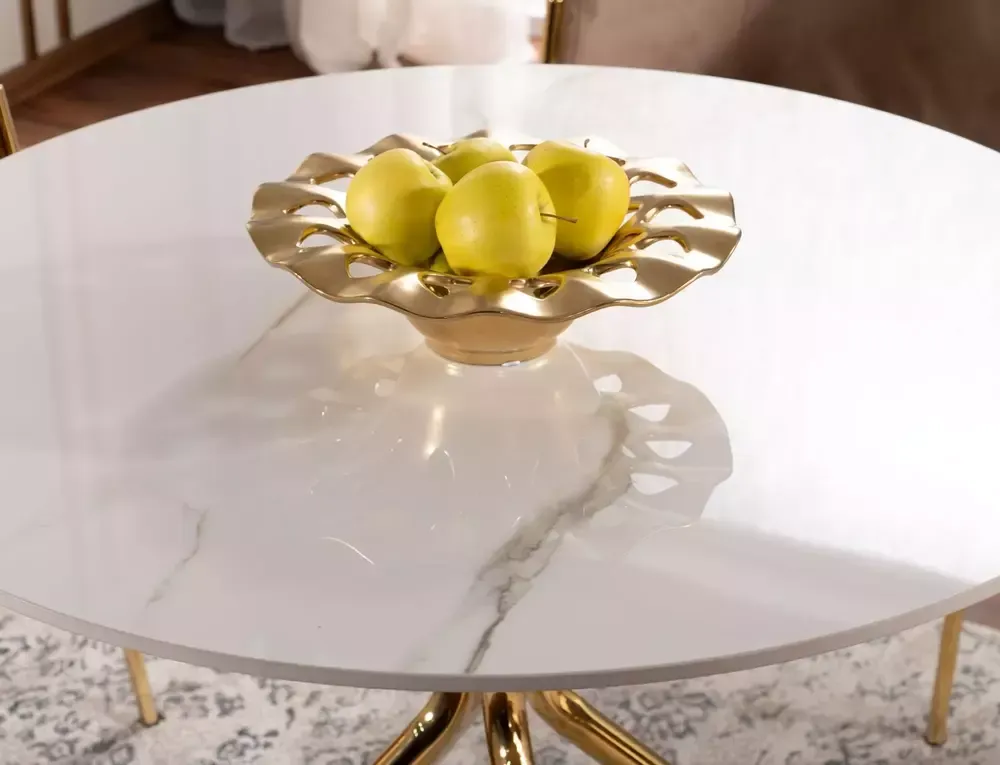 STÓŁ AZALIA CERAMIC BIAŁY/ZŁOTY FI 90 - AZALIABZLFI90