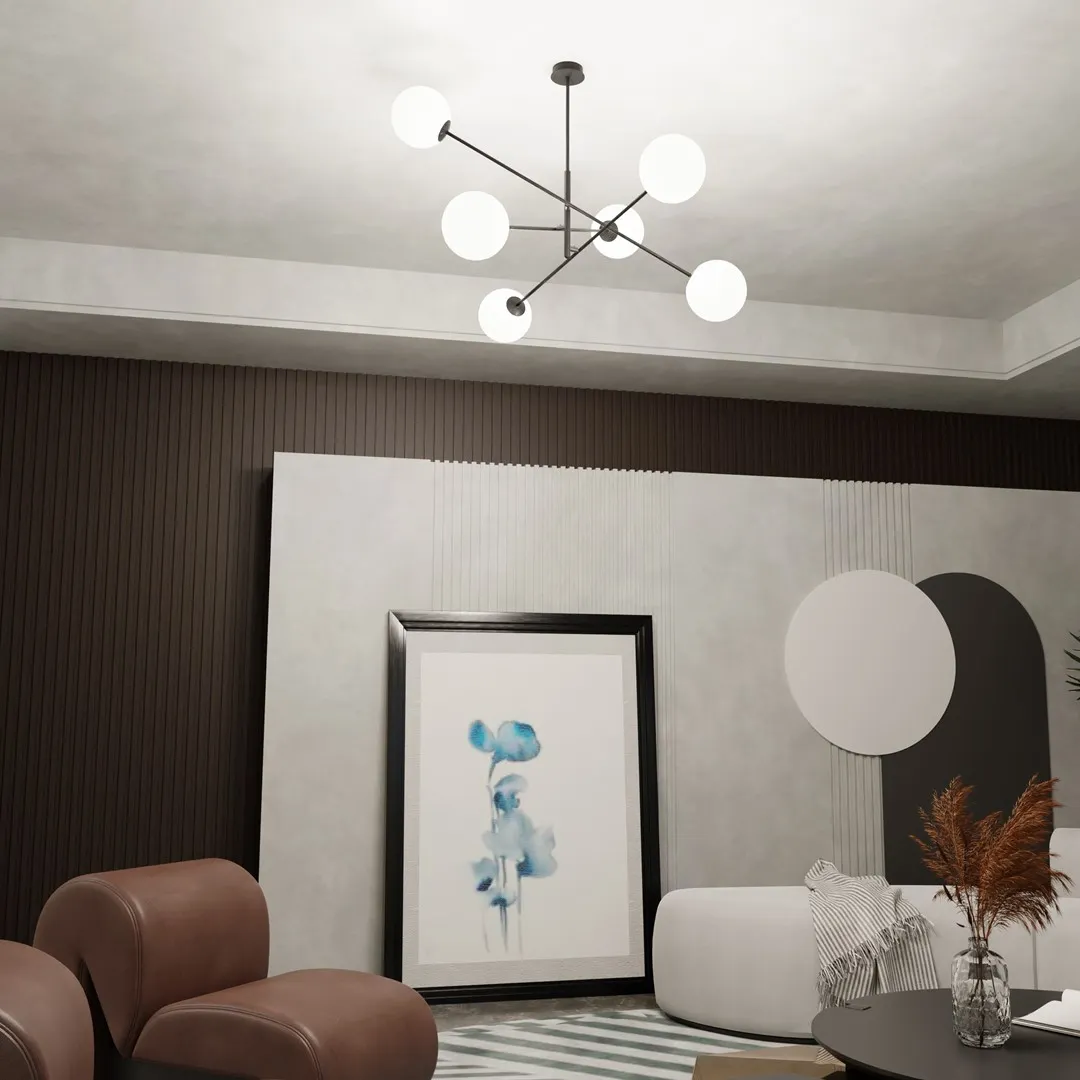 Lampa wisząca LINEAR 6 czarny biały — zdjęcie 5