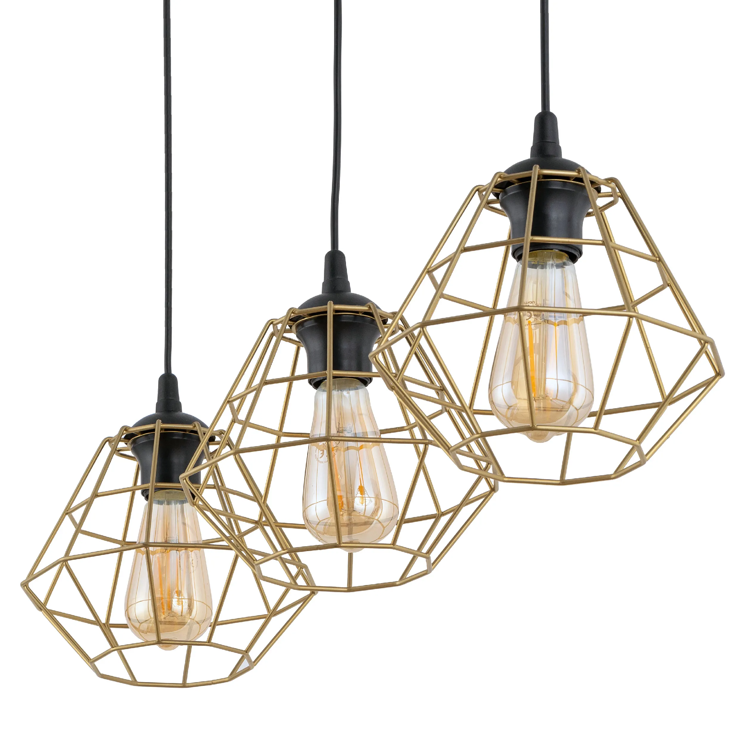 Lampa wisząca DIAMOND na czarnej listwie ze złotymi elementami 100x78x22cm - TK_4642