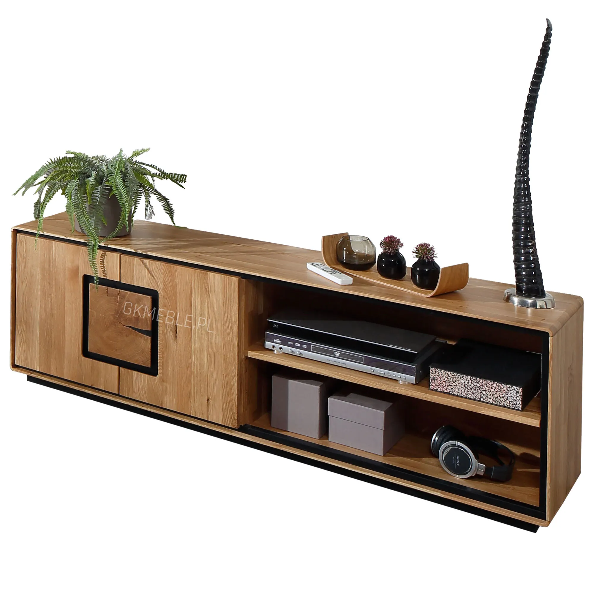 Szafka rtv dębowa MELLOW 165x54 z szafką Szafka rtv dębowa MELLOW 165x54 z szafką