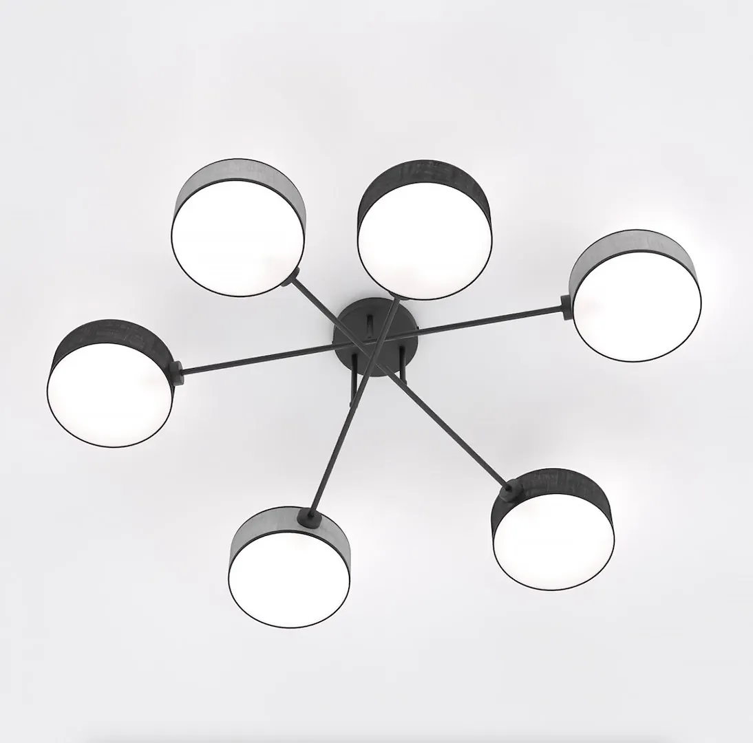 Lampa sufitowa plafon MAGA 6 MIX2 abażur czarno-szara — zdjęcie 3